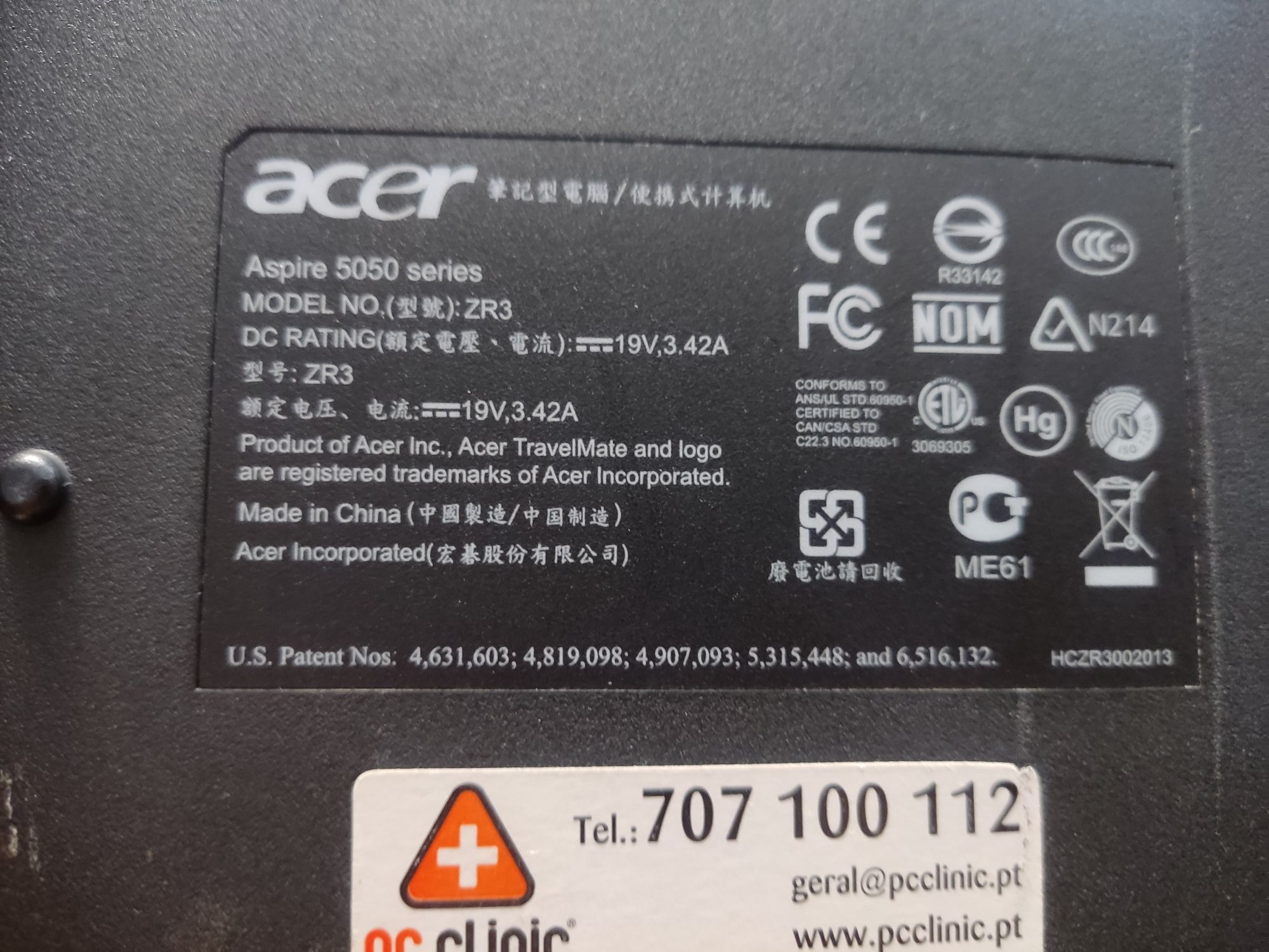 Portátil Acer Aspire 5050 ZR3 funcional