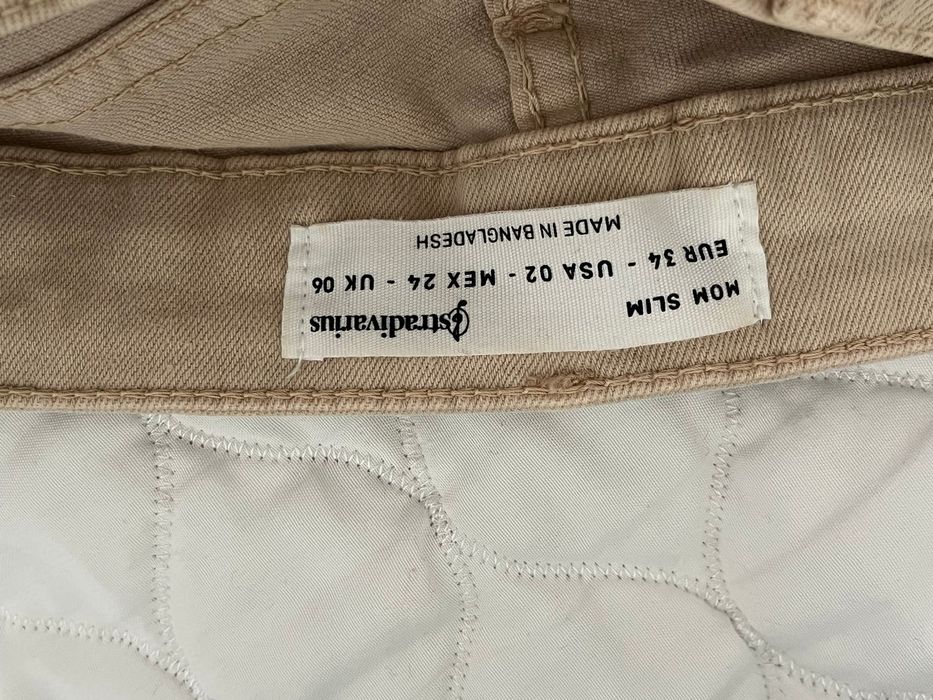 Calças de ganga beje, Stradivarius, 34