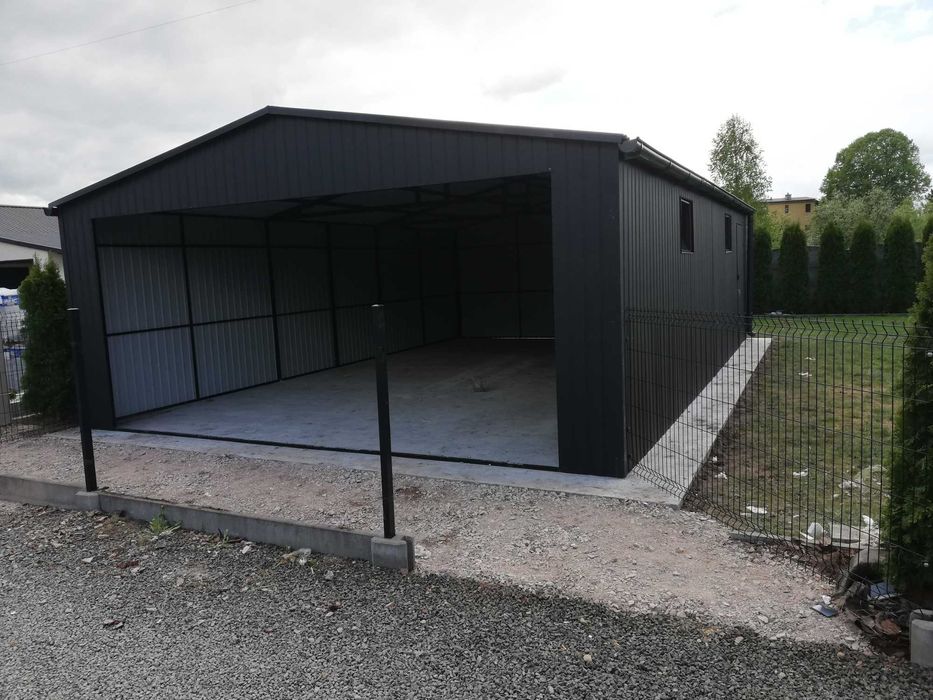 Konstrukcja Stalowa Garaż Blaszany GRAFITOWY Garaże Blaszane – ESSTAL*