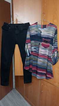 Zestaw nowa bluzka + spodnie jeansy z lycra wygodne roz 38/40