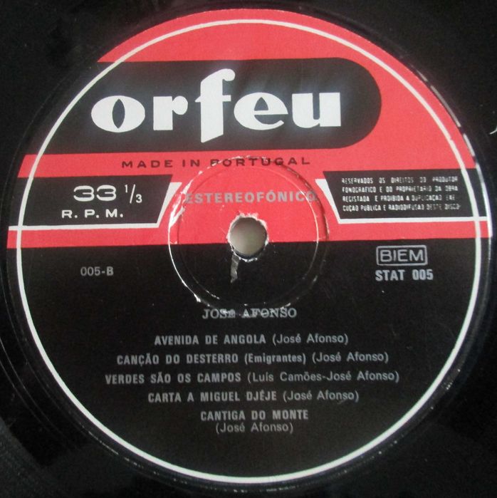 José Afonso	- - - - -		Traz Outro Amigo Também	- - - - -	LP