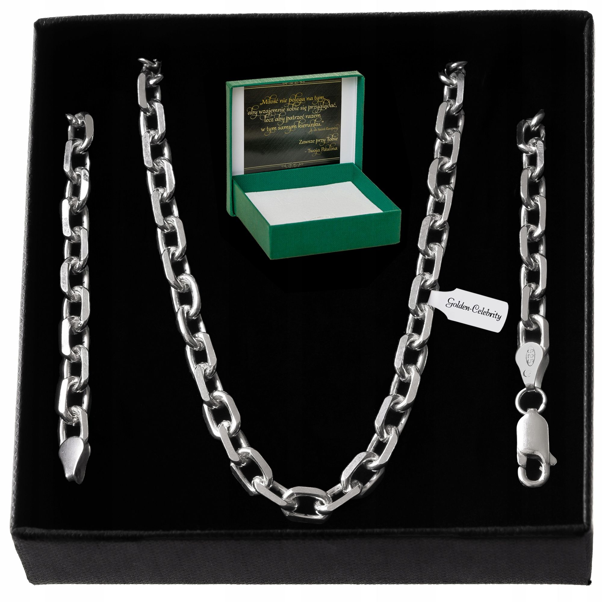 Srebrny Gruby Łańcuch Łańcuszek Ankier 55cm Pełny / Kuty / Szeroki +gr