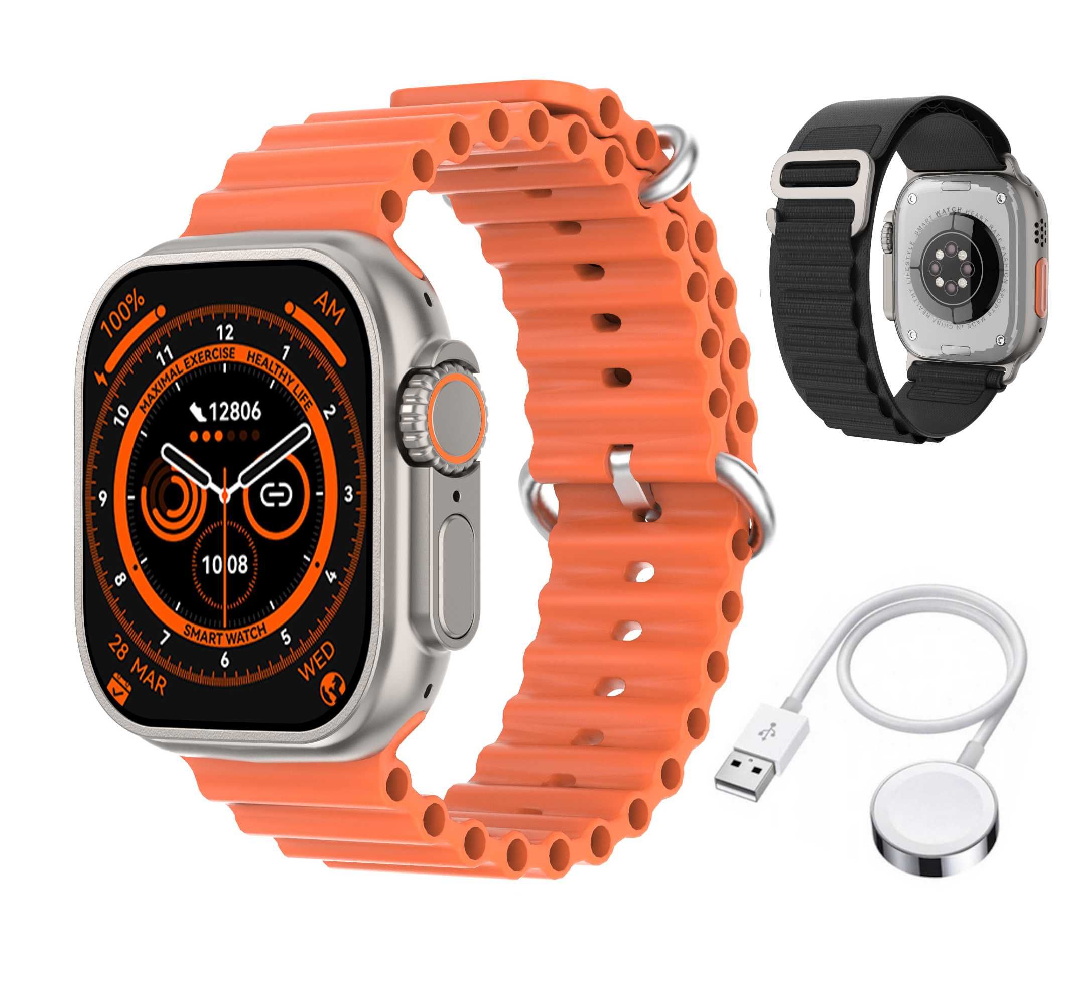 SMARTWATCH MĘSKI DAMSKI DT8 ULTRA MAX rozmowy polskie menu 2 paski sms