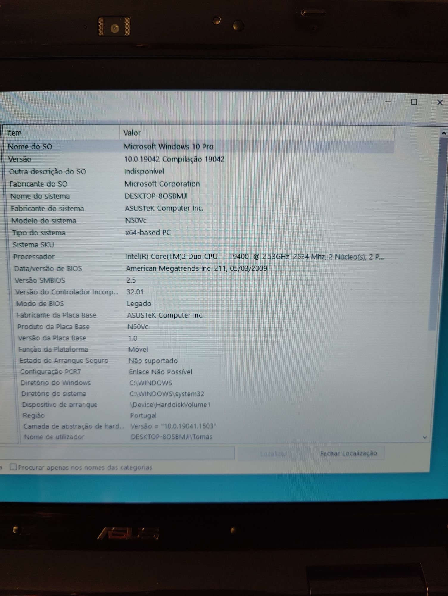 Computador portátil ASUS N50V