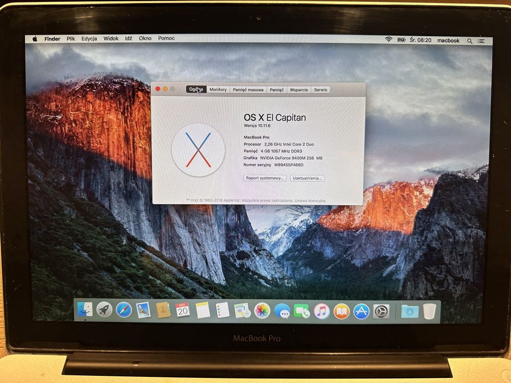 MacBook Pro, 2.26GHz Core2Duo, 4GB DDR3, 256GB SSD