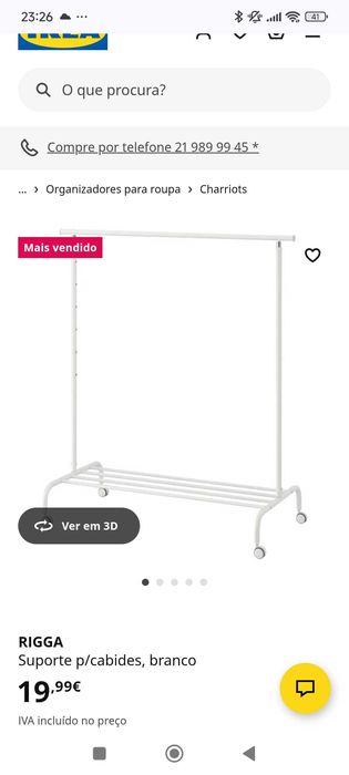 Suporte para cabides branco Ikea