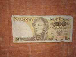 Banknot NBP 500 złotych polskich pięćset Tadeusz Kościuszko PRL 1982