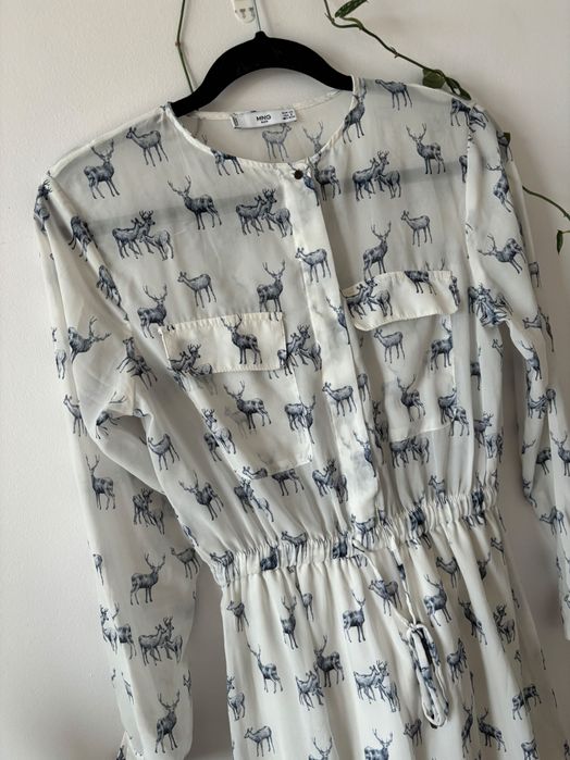 Zwiewna sukienka w jelenie, sarny Mango XS