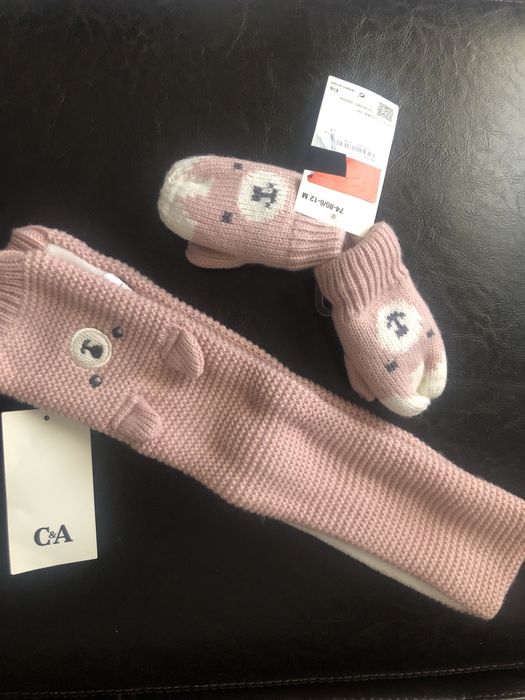 Cachecol e luvas menina - 6 a 12 meses (novo c/ etiqueta)