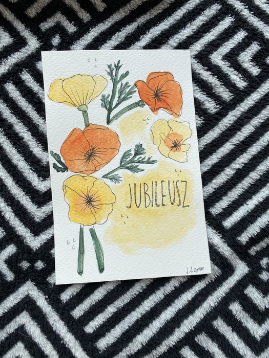 Kartka okolicznościowa jubileusz rocznica ślubu kwiaty boho