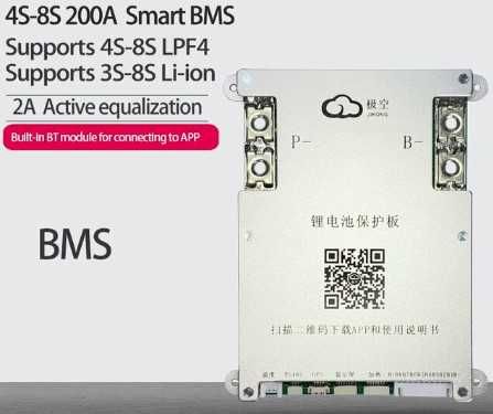 BMS SMART (App) 4S-8s JK balanceador de baterias de lítio 200A. NOVO