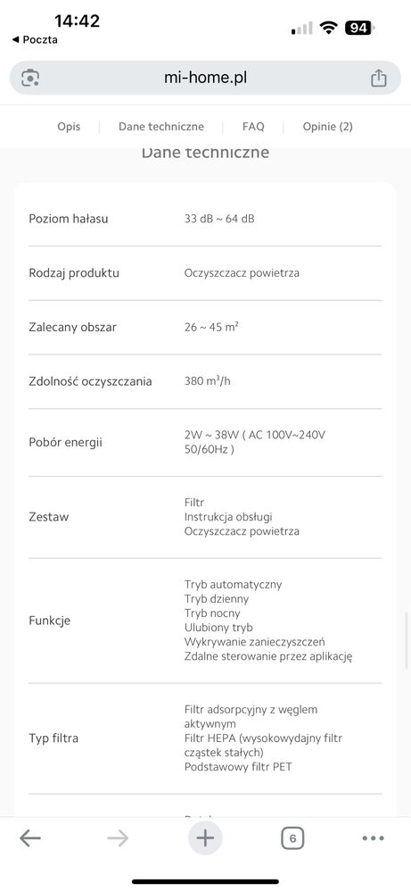 Oczyszczacz powietrza Mi Air Purifier 3H xiaomi