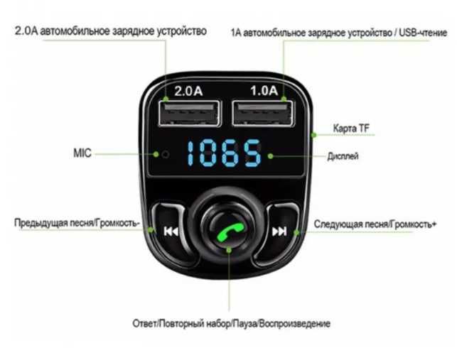 Модулятор трансмиттер FM CAR X8 Bluetooth MP3