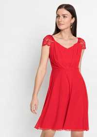 AF514 czerwona sukienka z siateczki r.36/38