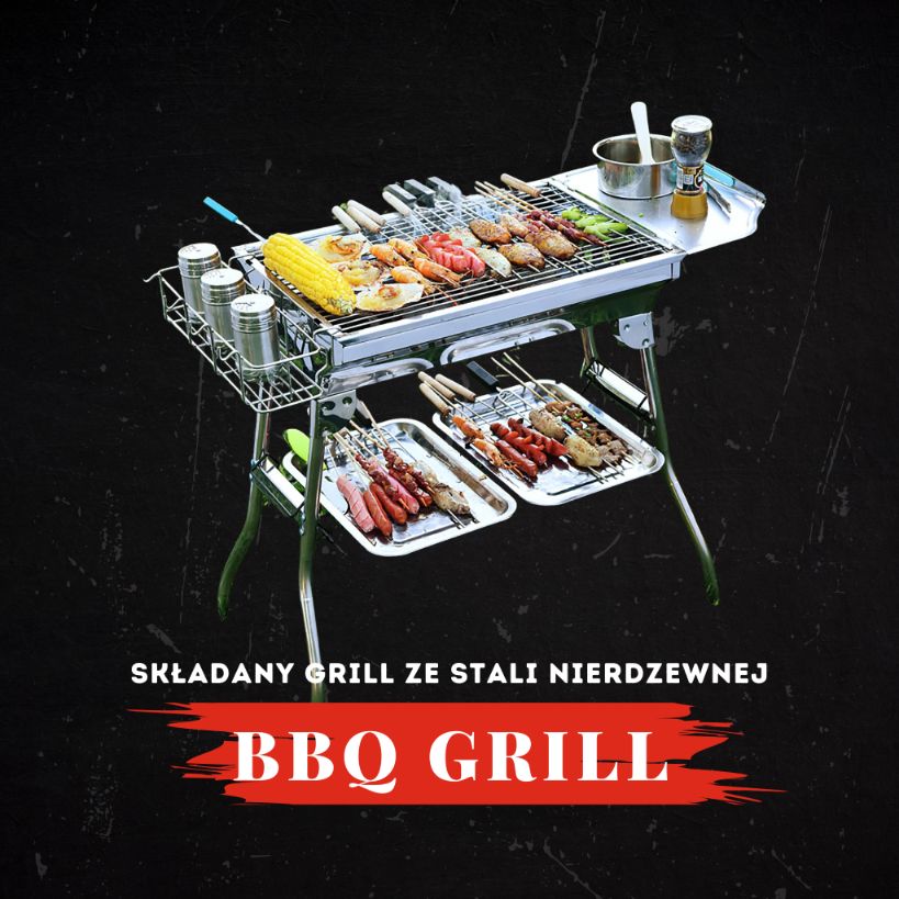 grill węglowy ze stali nierdzewnej składany mobilny lekki wysyłka 24h