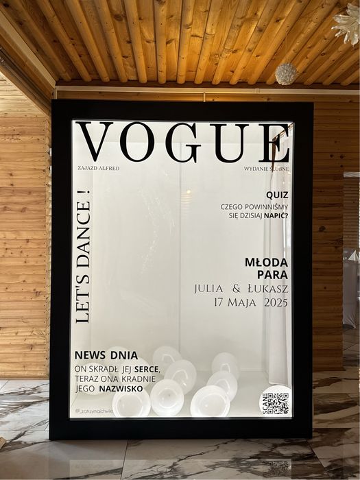 Fotobox Vogue Lustro do selfie Tablica Powitalna GRATIS