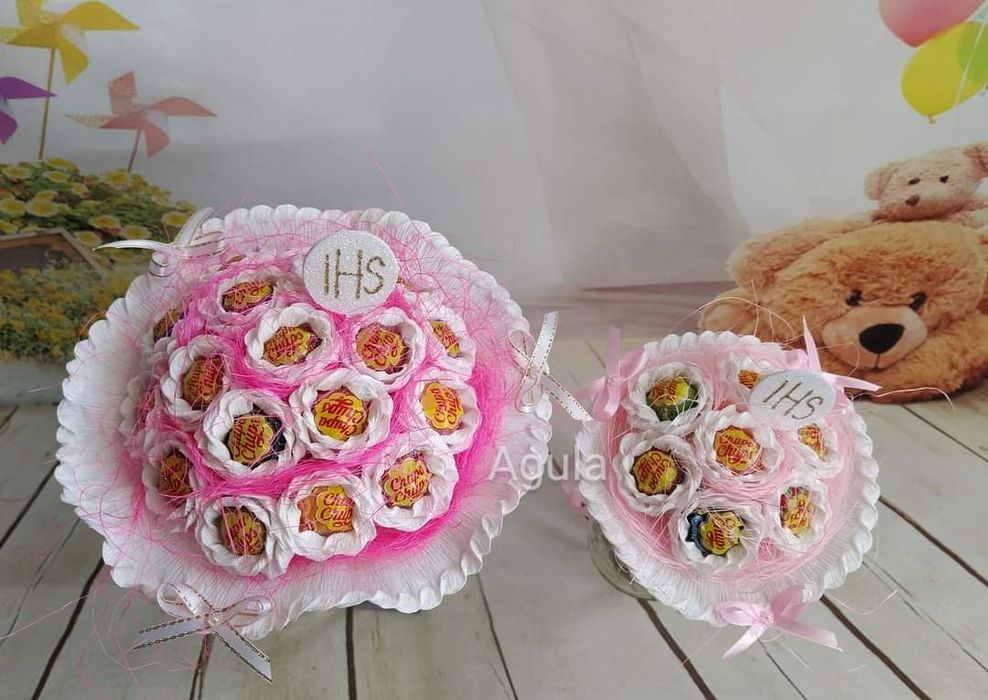 Bukiet z 18 szt lizaków Chupa Chups komunia, ślub, urodziny, 18 stka