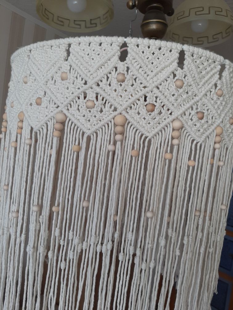 Abażur,  żyrandol, lampa makrama rękodzieło boho