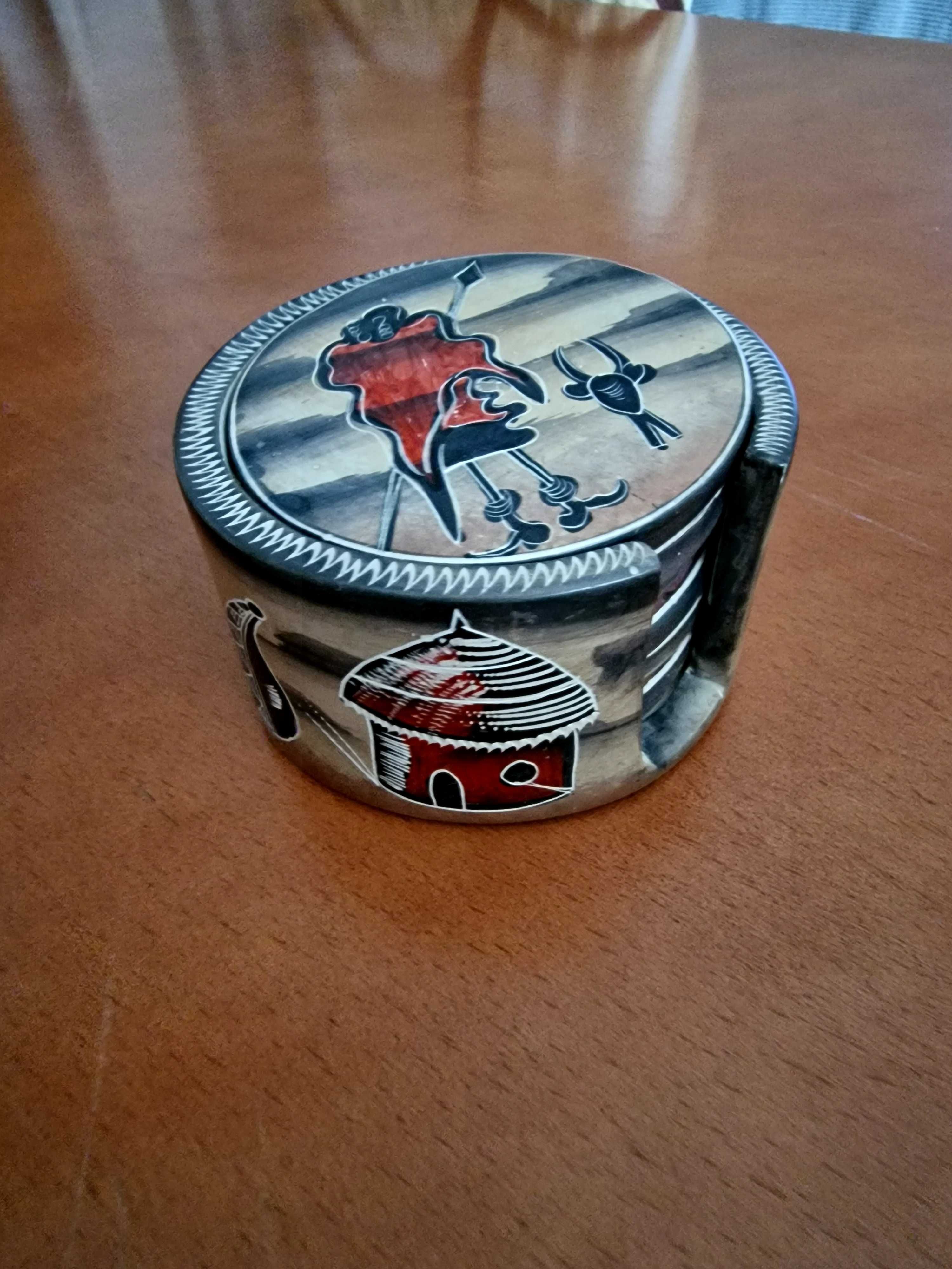 Base para copos em pedra pintado à mão