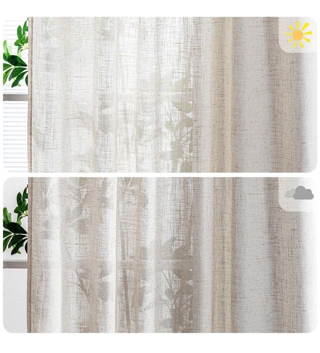 MYSKY HOME 2szt Zasłony lniane do salonu 225cm x 140cm