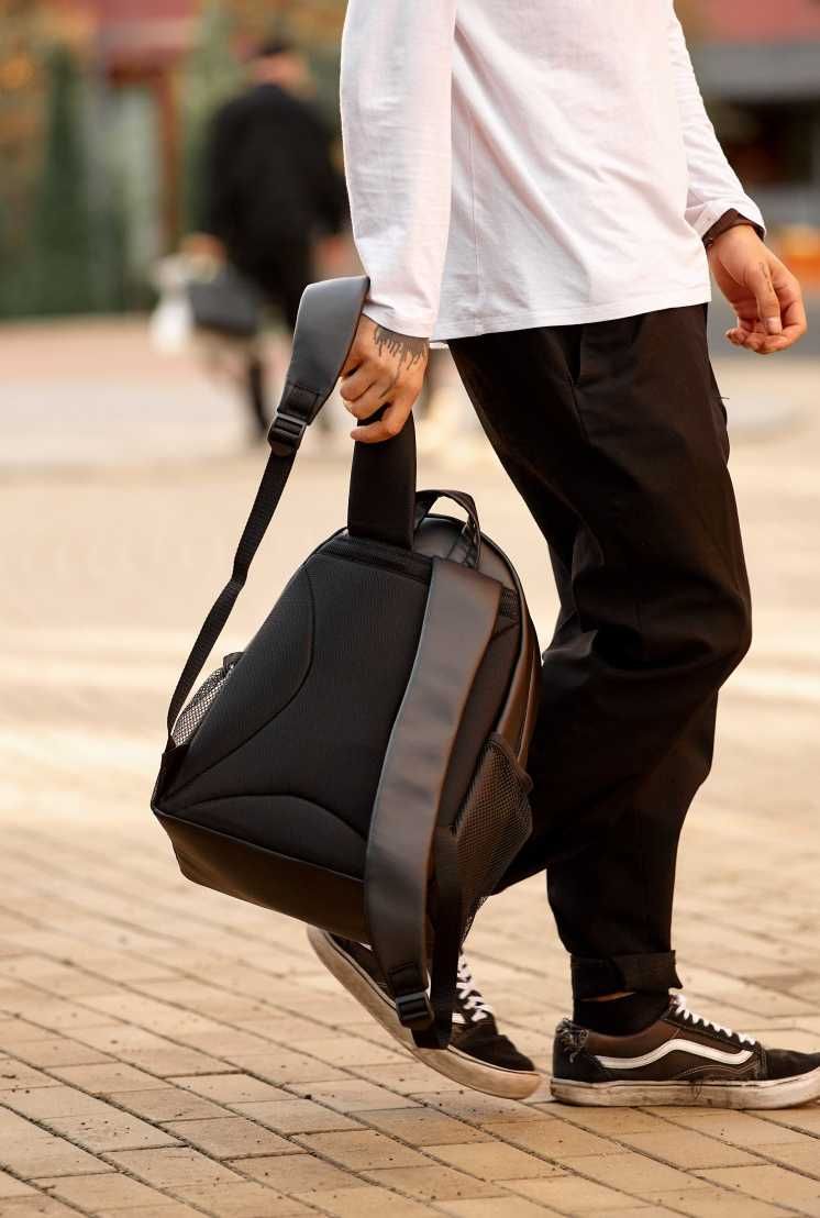 Черный рюкзак мужской городской, повседневный
