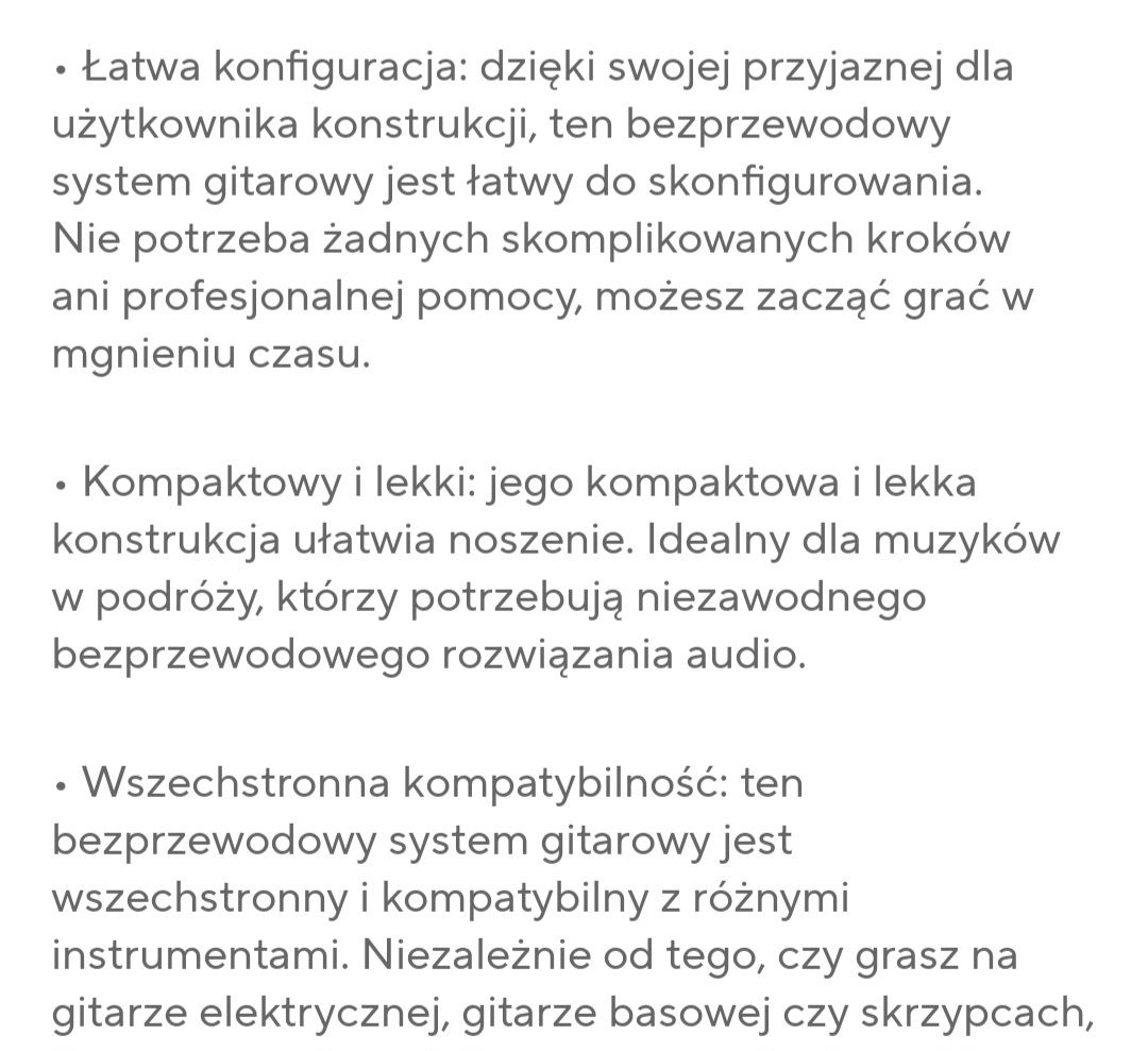 Bezprzewodowy transmiter gitarowy