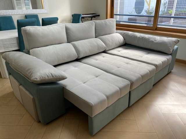 Sofa Chaiselong com Cama + Bau Elevatorio NOVO - FABRICA