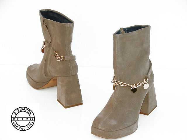 Botki BEYCO B-1 skóra zamsz kolor cappuccino r. 38, 40 SALE !!!