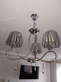 Żyrandol lampa oświetlenie srebrny żarówki