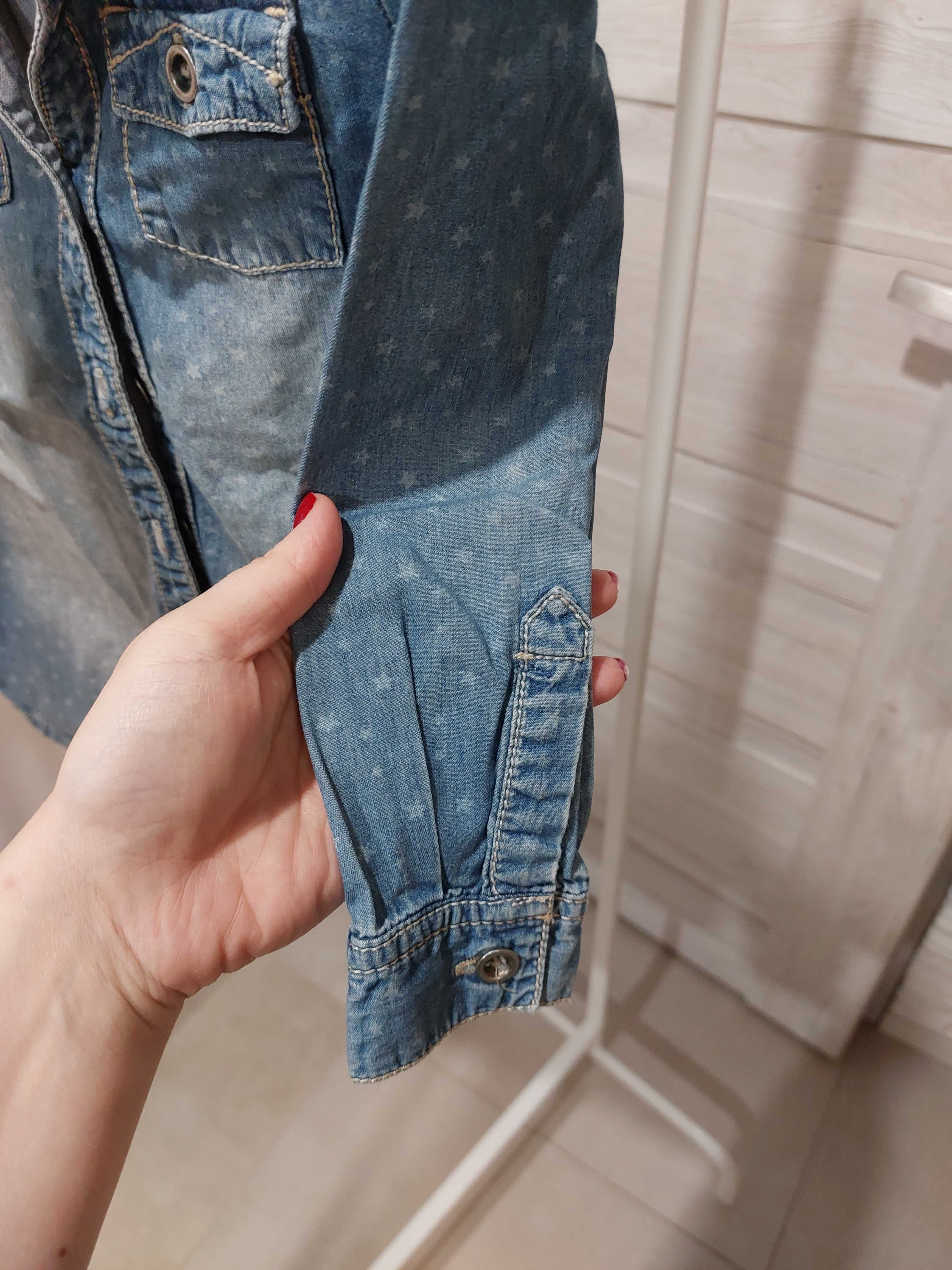 Dwie koszule jeansowe denim roz 116 h&m i f&f