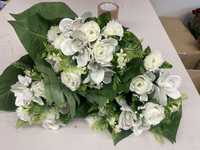 2 x Bukiet kwiaty sztuczne Biale roze 18 szt oraz liscie
