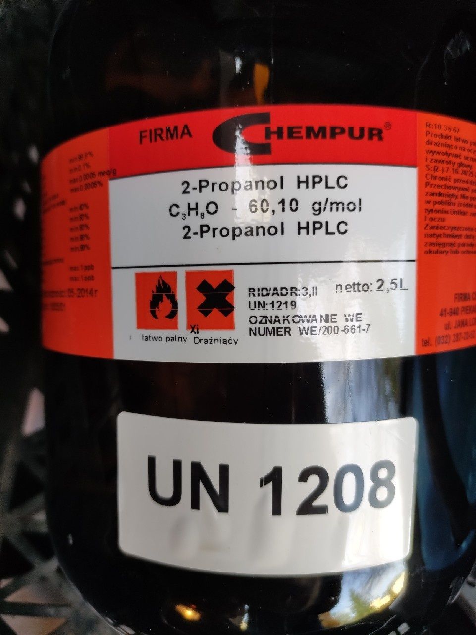 Alkohol izopropylowy, 2-propanol, HPLC, 1,5L