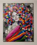 Ręcznie malowany obraz "Otulona w kwiaty" 80 x 100 cm