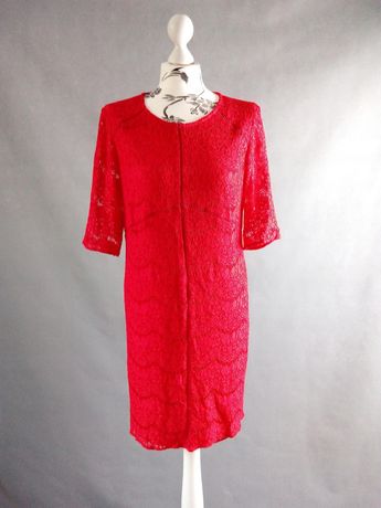F&F sukienka koronkowa w makowej czerwieni roz.UK 14 EU 42