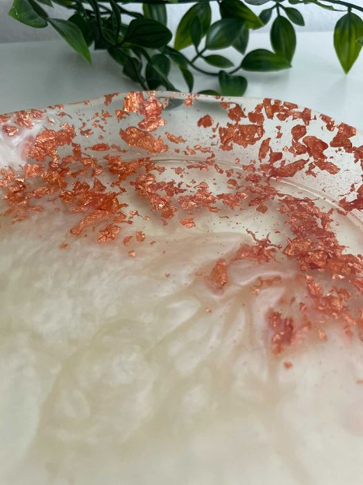 Misa patera taca kremowa różowe złoto dekoracyjna z żywicy epoksydowej