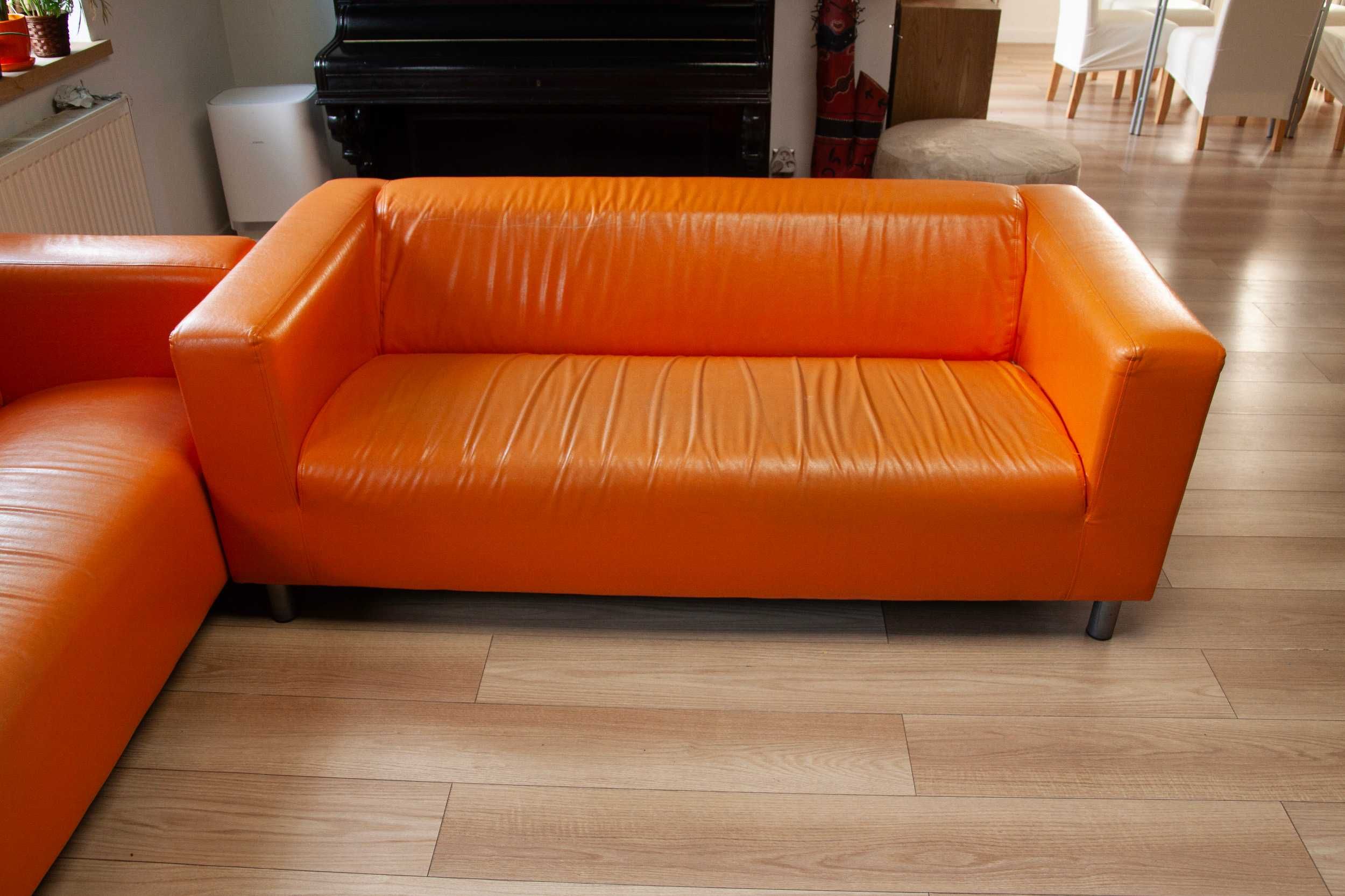 Sofa IKEA Klippan skórzana pomarańczowa x2
