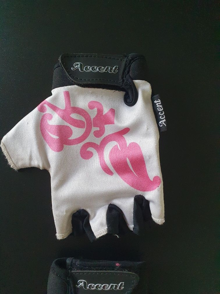 Rękawiczki sportowe rowerowe ACCENT r. XS biało różowe damskie