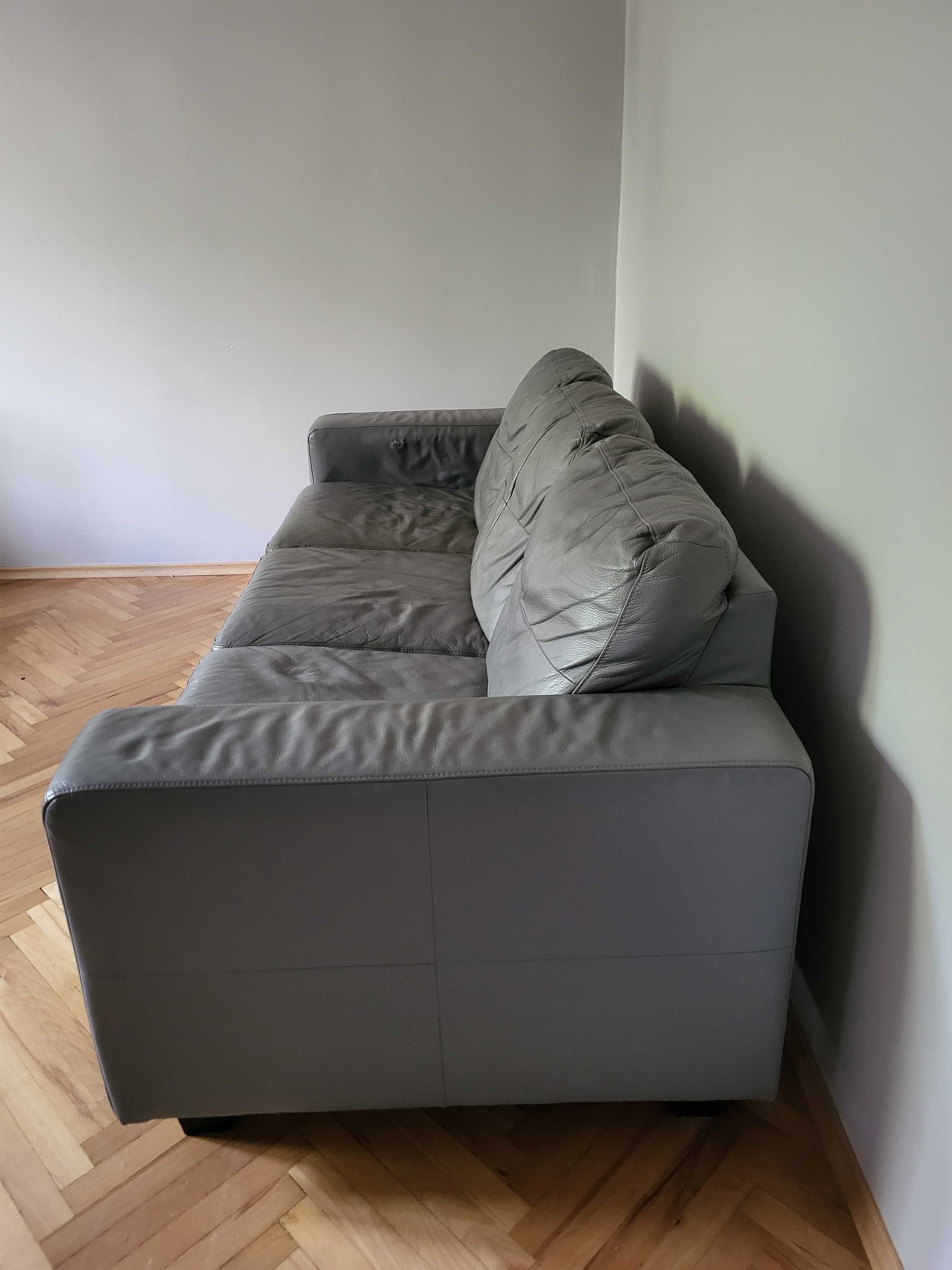 Sofa ze skóry kolor szary