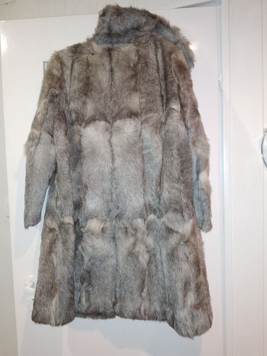 Futro naturalne kozie szare L