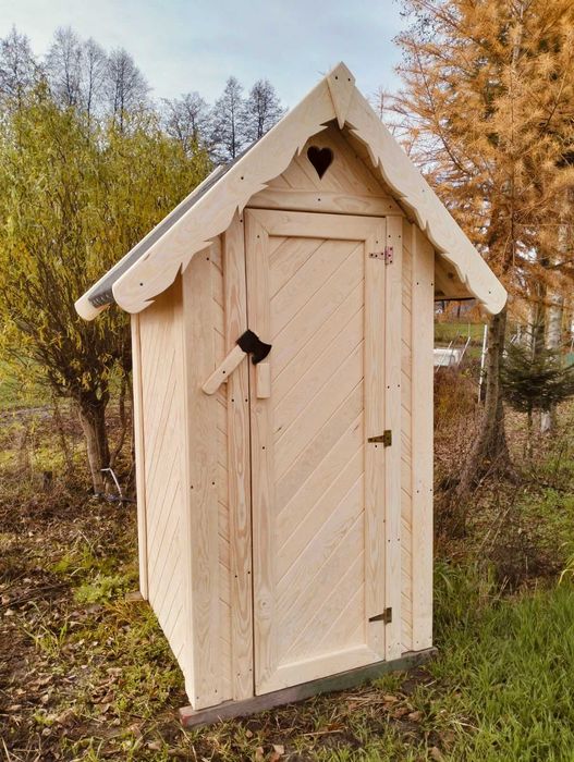 Toaleta drewniana ogrodowa separacyjna WC ROD budowę wychodek sławojka