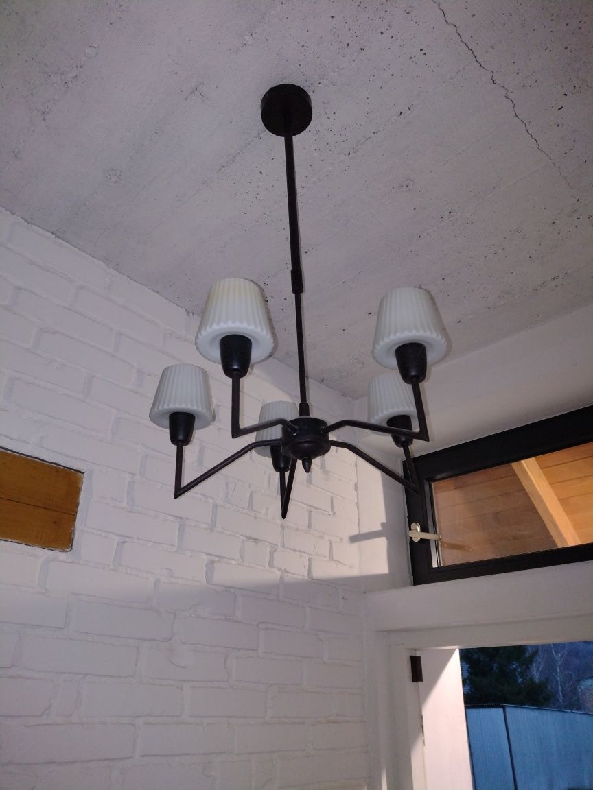 Żyrandol czarny  lampa nie Ikea vintage retro pięcioramienny