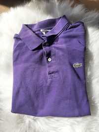 Koszulka tshirt polo fioletowa męska na lato elegancka wygodna bawełna