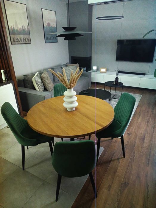 Krzesło tapicerowane do jadalni zielone welurowe Loft komplet 4 sztuki