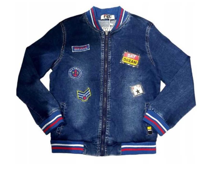 Jeansowa kurtka bomber dla chłopca naszywka nowa 170-176