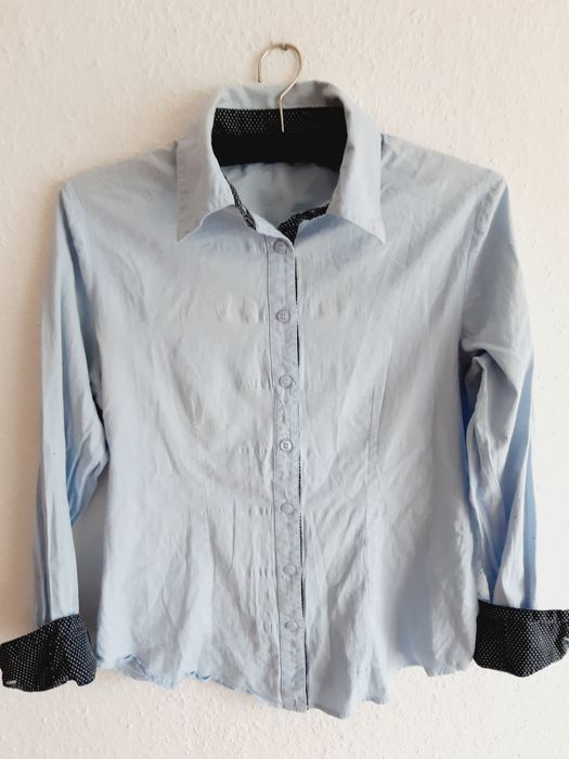 LG COLLECTION błękitna koszula damska biurowa kropki M 38