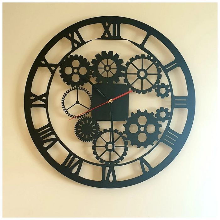 Zegar mechaniczny czarny 50 x 50 cm