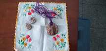 Conjunto de colar e brincos em cristal de Murano - italiano