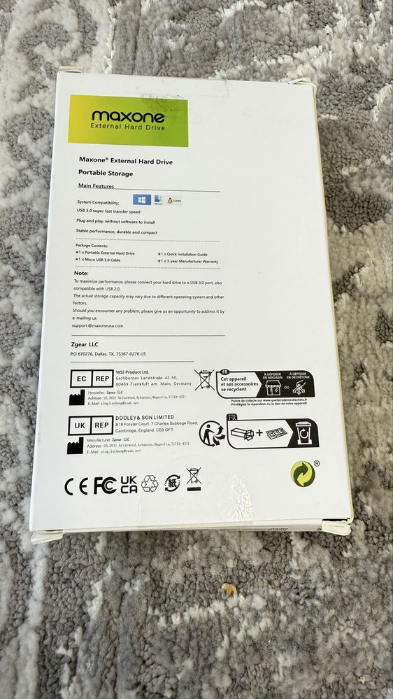 Зовнішній жорсткий диск Maxone 2.5 In 500GB HDD Graphite