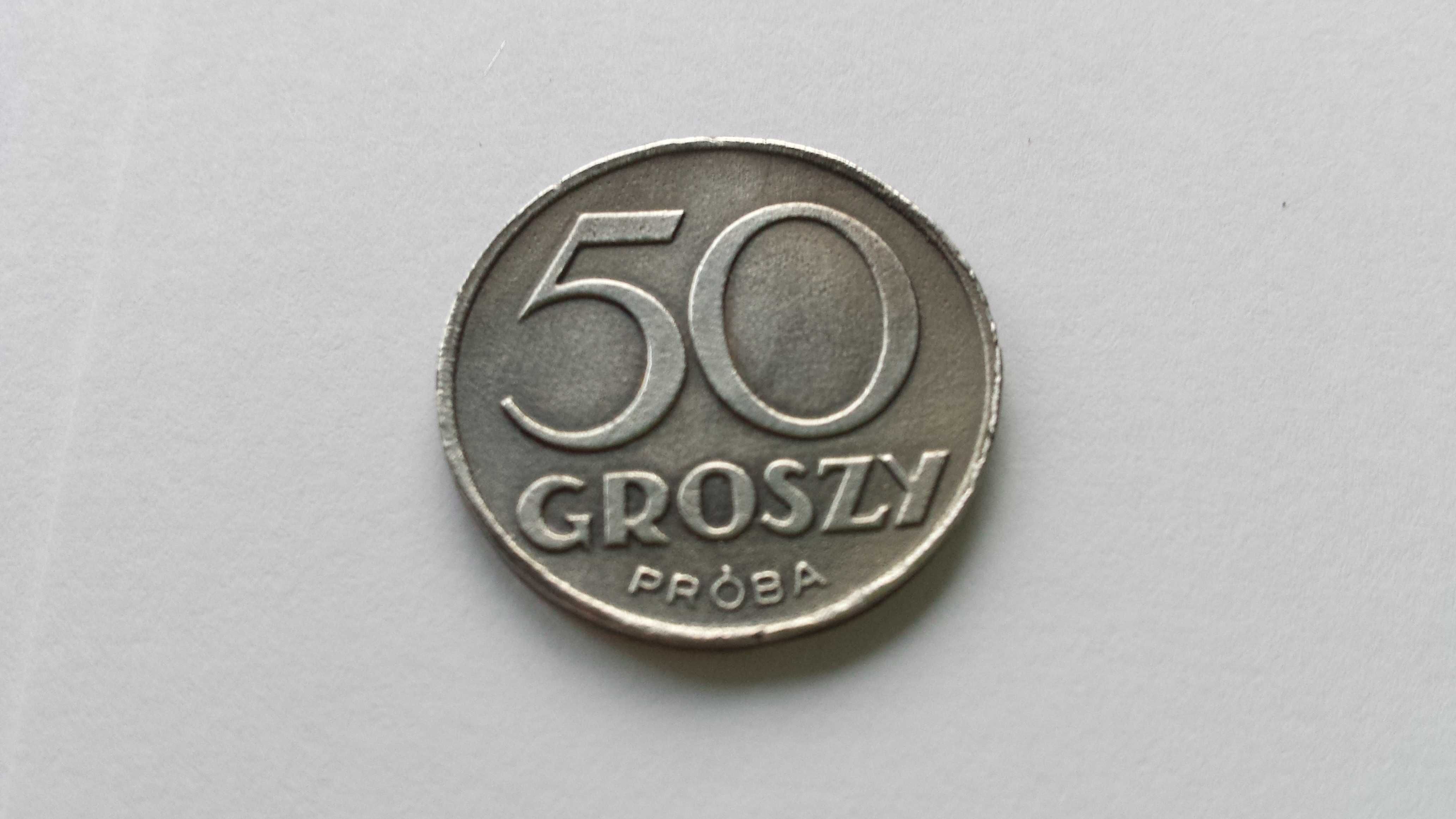 Moneta 50 groszy 1938 rok bez wieńca PRÓBA - RZADKOŚĆ