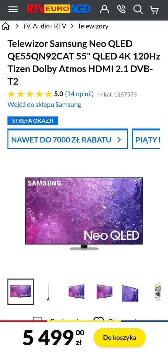 Telewizor Samsung Neo QLED QE55QN92CAT 55"